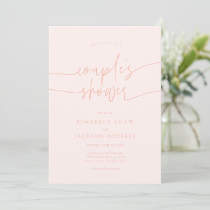 Couple's Shower Minimalist Script Peach Invitation