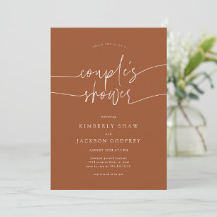 Couple's Shower Minimalist Script Terracotta Invitation