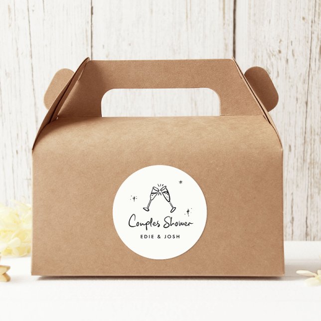 Couples shower modern natural elegant handwritten classic round sticker (Creator Uploaded)