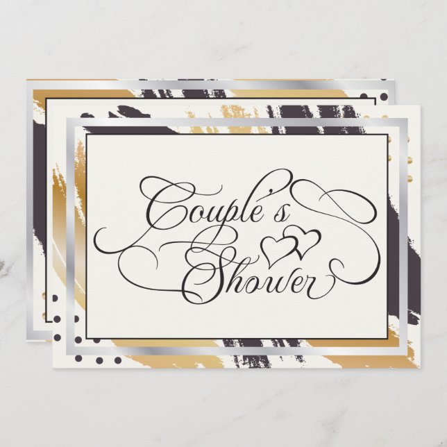 Couple's Shower | Modern Paint Strokes  Typography Invitation (Front/Back)