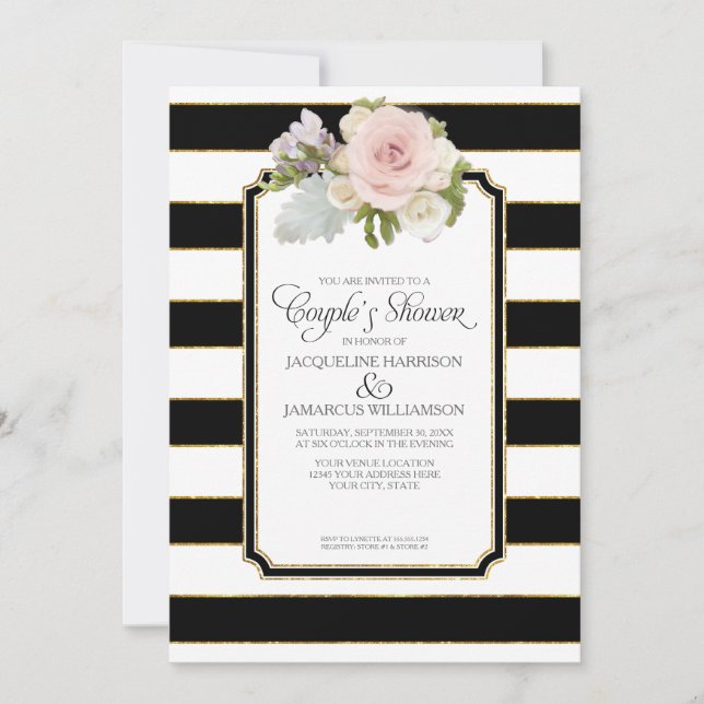 Couples Shower Script Typography Modern Art Deco Invitation (Front)