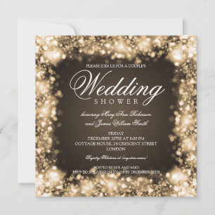 Couples Shower Sparkling Lights Gold Invitation