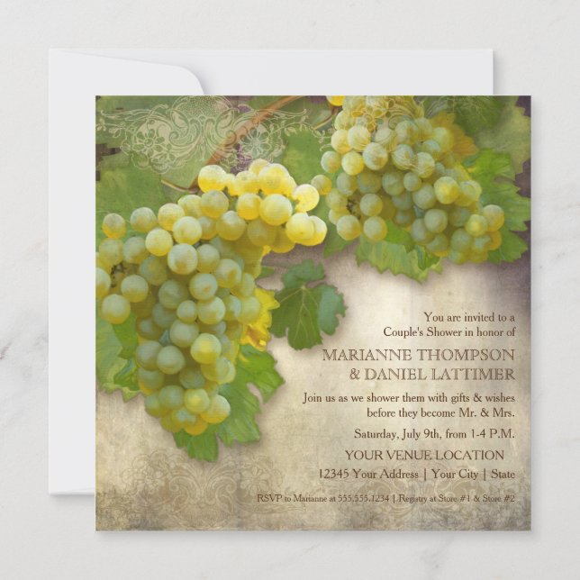 Couples Shower Vineyard Fall Autumn Wedding Invite (Back)