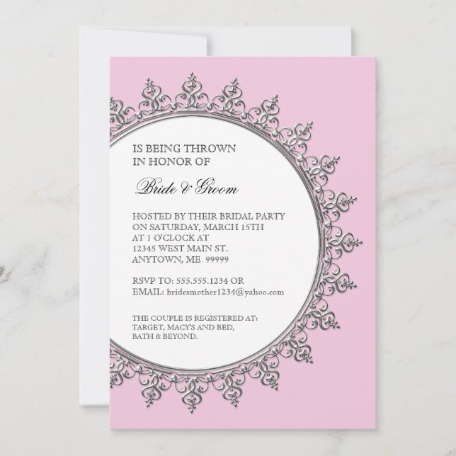 Couples Shower Vintage Classic Baroque Swirl Invitation (Front)