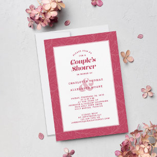 Couple's Shower Wedding Magenta Red Modern Casual Invitation