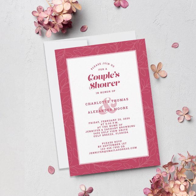 Couple's Shower Wedding Magenta Red Modern Casual Invitation (Creator Uploaded)
