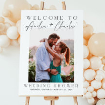 Couples Shower Welcome Sign With Pictures. Modern