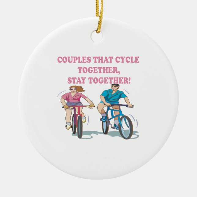 Couples That Cycle Together Ceramic Tree Decoration (Front)