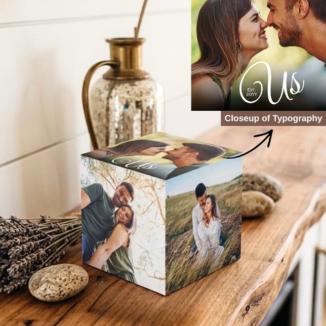Couples Us Est Established Date Keepsake Photo Cube (Creator Uploaded)