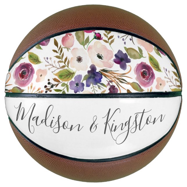 Couples Wedding Engagement Flowers Names Basketball (Front)