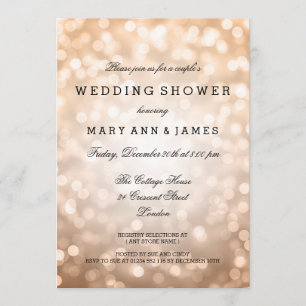 Couple's Wedding Shower Copper Glitter Lights Invitation