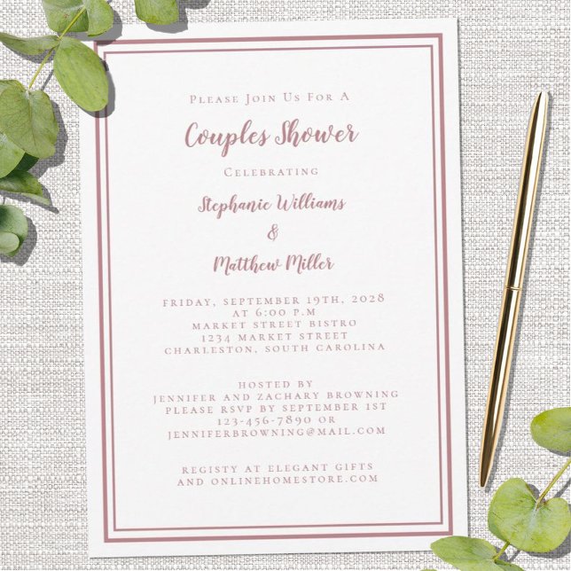 Couples Wedding Shower Engagement Dusty Rose Pink Invitation (Creator Uploaded)