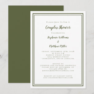 Couples Wedding Shower Engagement Green White Invitation