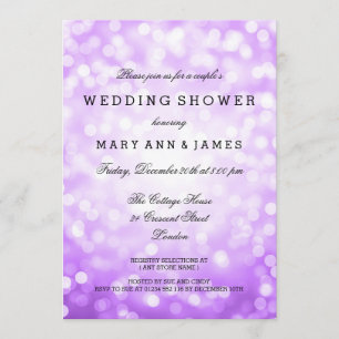 Couple's Wedding Shower Purple Glitter Lights Invitation