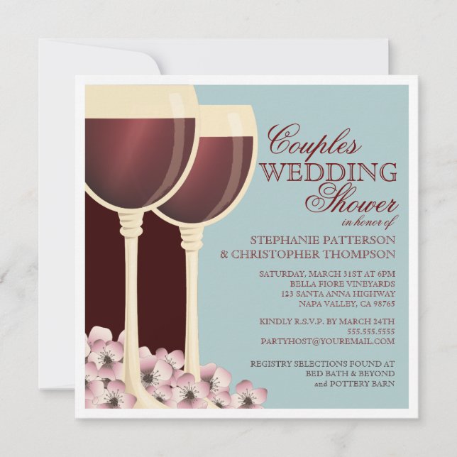 Couples Wedding Shower Wine Themed Invitation (Front)