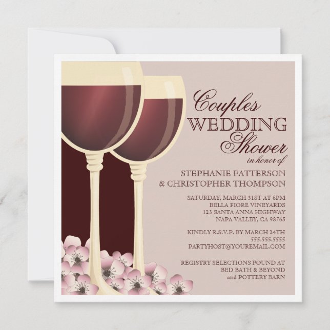 Couples Wedding Shower Wine Themed Invitation (Front)