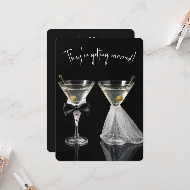 Couple's Wedding Shower with Martini Cocktails Invitation (Front/Back In Situ)