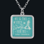 Couples Wife Husband Cute Matching Cruise Vacation Silver Plated Necklace<br><div class="desc">This unique couples design is perfect for any couple travelling on a cruise or to the beach. This half of the design is made for the wife and says, "He's the only buoy for me" with a buoy, an anchor, a starfish and coral. SEE THE MATCHING HUSBAND DESIGN IN THE...</div>