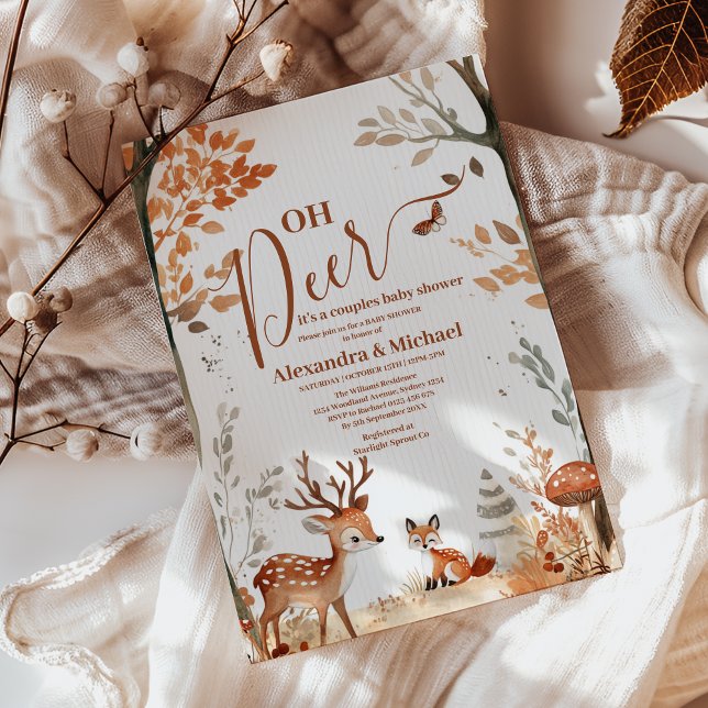 Couples Woodland Oh Deer Forest  Baby Shower Invitation (Creator Uploaded)
