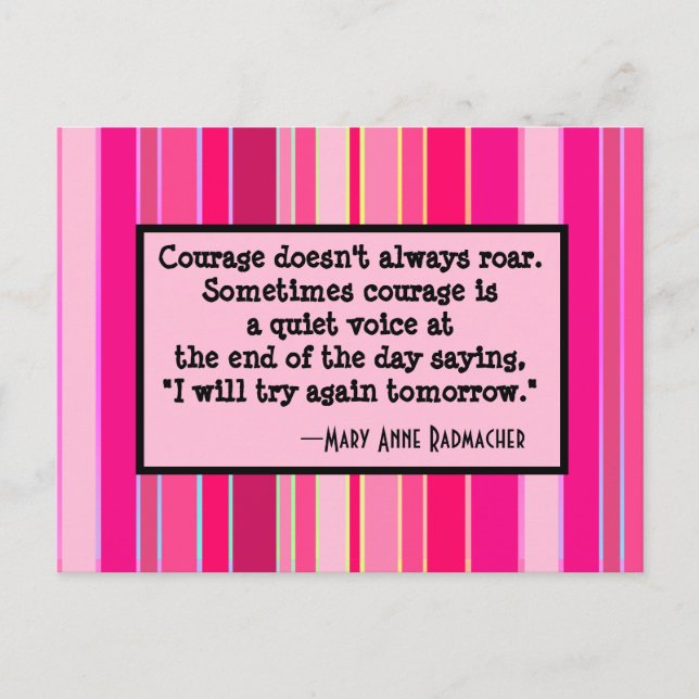Courage Doesn't Always Roar, Motivational, Pink Postcard (Front)