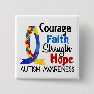 Courage Faith Strength Hope Autism 15 Cm Square Badge