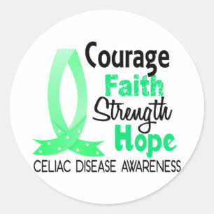 Courage Faith Strength Hope Celiac Disease Classic Round Sticker