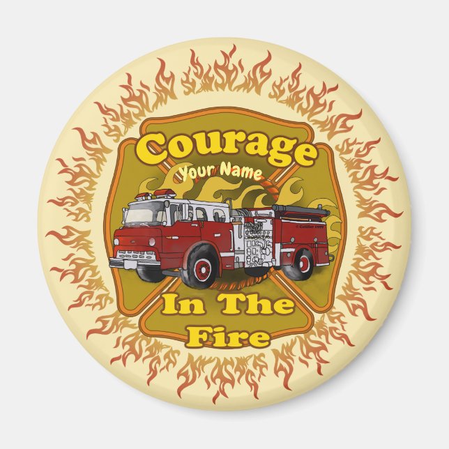 Courage Firetruck Firefighter magnet (Front)