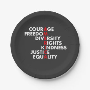 Courage  Freedom Diversity Rights Kindness Paper Plate
