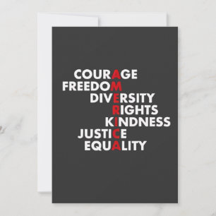 Courage Freedom Diversity Rights Kindness Thank You Card