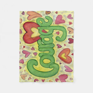 Courage Heart Word Art Cosy Soft Fleece Blankets