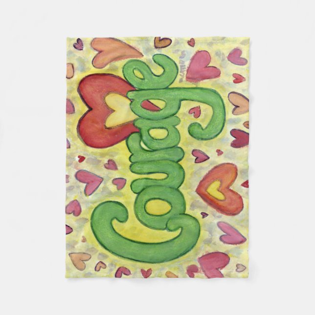 Courage Heart Word Art Cosy Soft Fleece Blankets (Front)