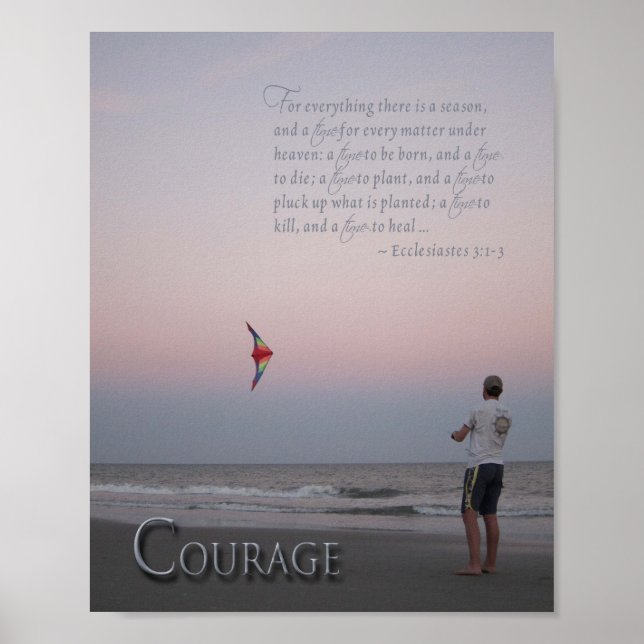Courage Kite Flyer on Beach Poster (Front)