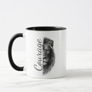 Courage Lion Artistic Minimal- Mug