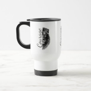 Courage Lion Artistic Minimal Tee-Thermal Tumbler Travel Mug