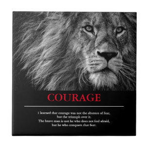 Courage Lion Motivational Inspirational Tile