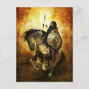 Courage Native American Warrior Postcard