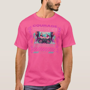 Courage Pink Cyberpunk Anime Girl T-Shirt