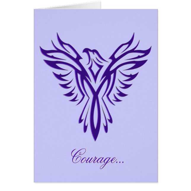 Courage - Purple Phoenix Rising blank notelet (Front)