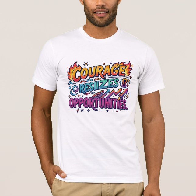Courage Seizes Opportunities Motivational T-Shirt (Front)