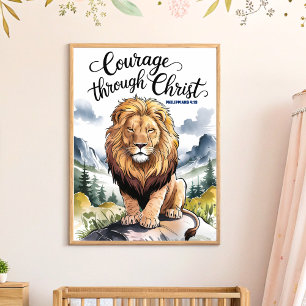 Courage Through Christ Christian Nursery Wall Art