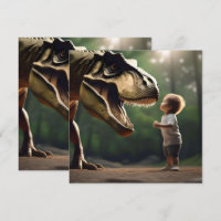 **"Courage Unleashed: A Small Boy Faces the T-Rex"