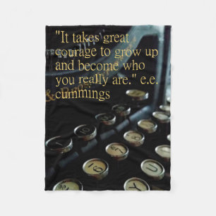 "Courage" Vintage Typewrite Fleece Blanket 30"x40"