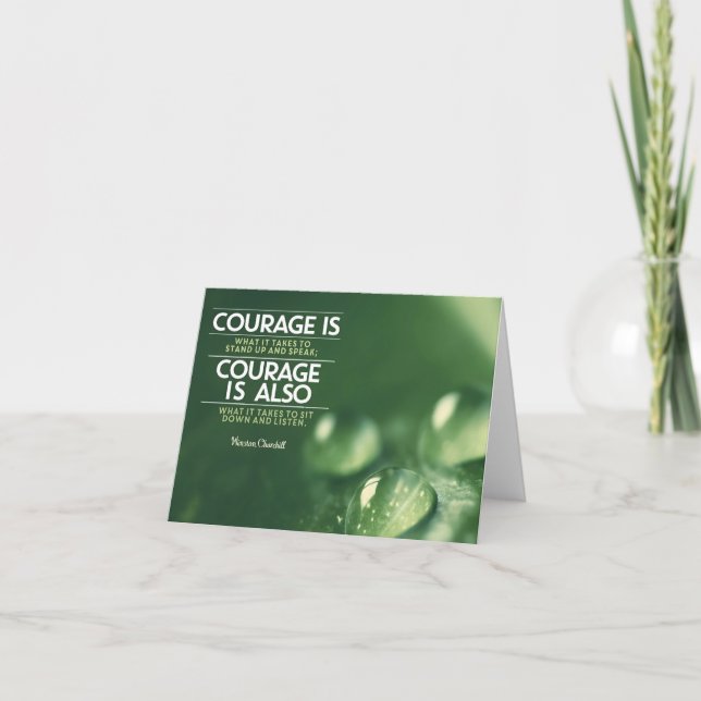 "Courage" Winston Churchill Inspirational Quote Thank You Card (Front)