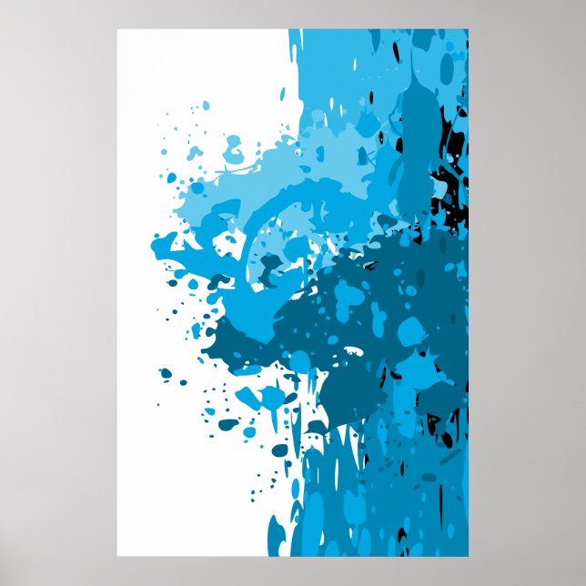 Courageous Abstract Splatter Blue & White Poster (Front)