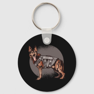 Courageous German Shepherd Police Dog Key Ring