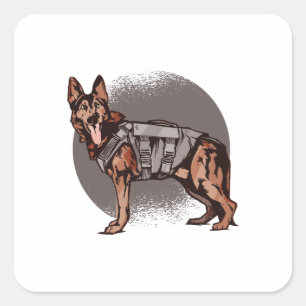 Courageous German Shepherd Police Dog Square Sticker