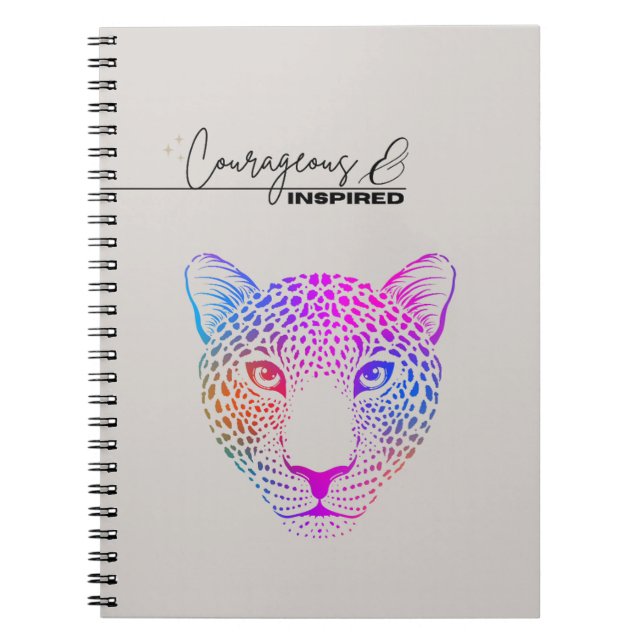 Courageous & Inspired Cosmic Leopard Notebook (Front)