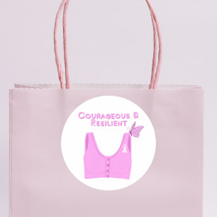Courageous & Resilient Breast Cancer Bra  Classic Round Sticker