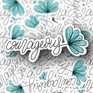 Courageous Word Flower Laptop   Die-Cut Sticker
