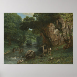 Courbet - Roe Deer At A Stream Poster